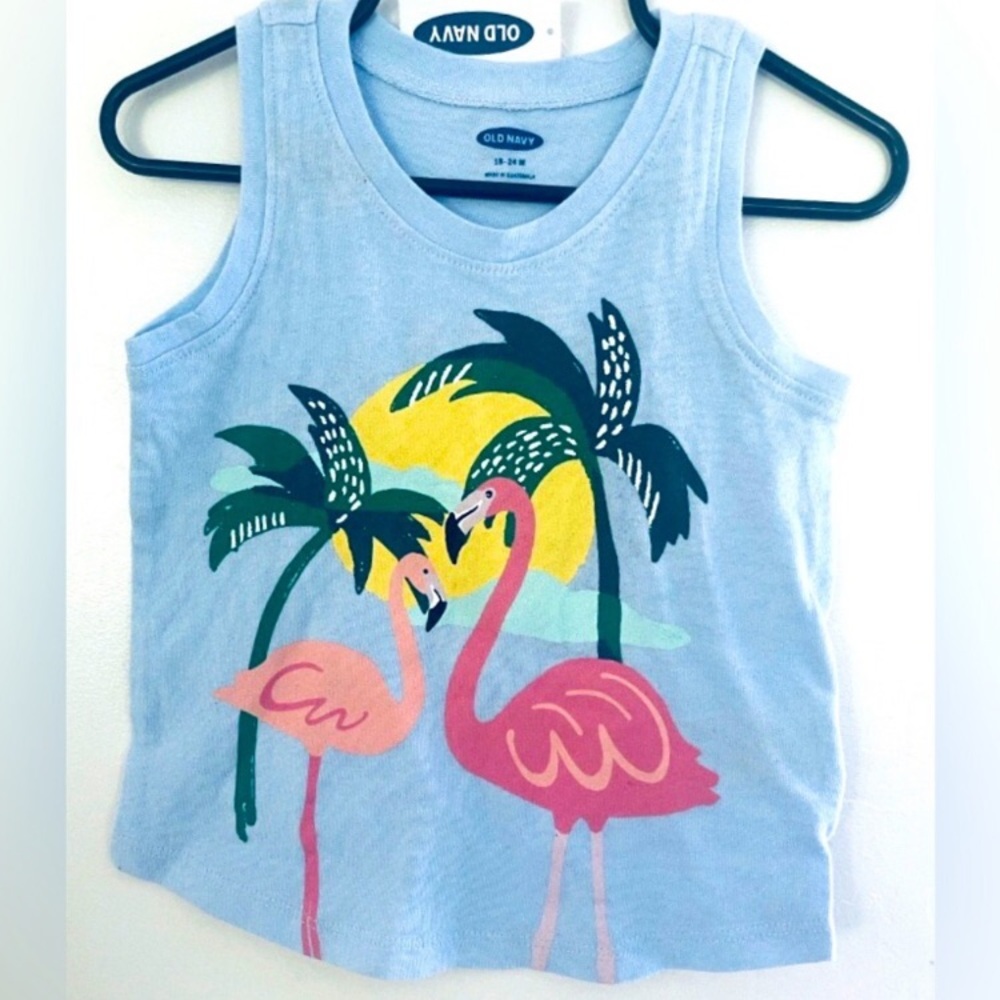 Old Navy Light Blue Girls BoysFlamingo Tank Top tank size 4T sleeveless NEW